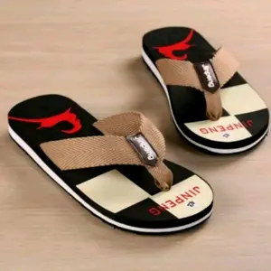 JINPENG RNSTAR Sendal Jepit Pria Dewasa Casual Sandal Jepit Distro Keren dengan Desain Kotak-Kotak dan Logo Merah Eksklusif