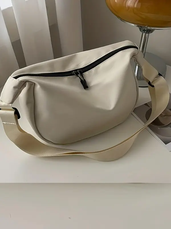 Casual Solid Color Shoulder Bag, Lightweight Sports Bag, Adjustable Strap Design Bag for Women & Men 2
