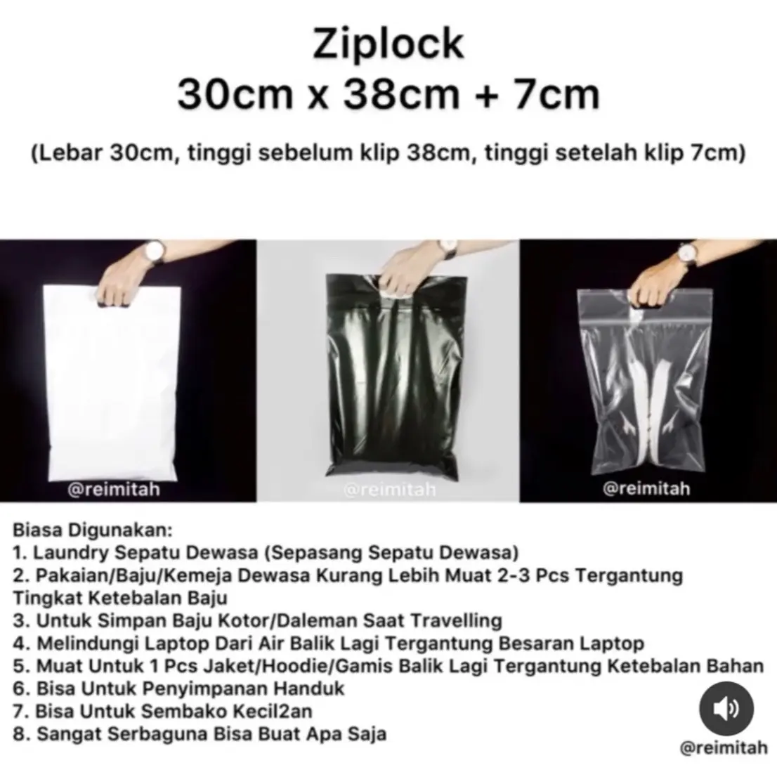 Isi 100pcs Plastik Ziplock Plastik Packing 30x38cm Plastik Zip CTIK Plastik Baju Plastik Laundry Sepatu