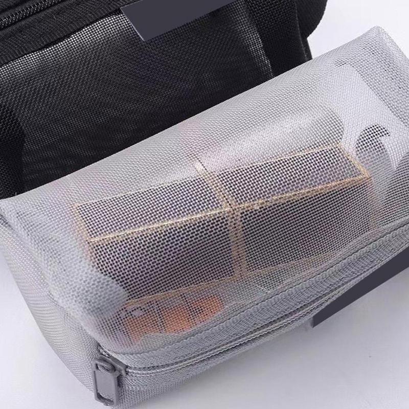 Black Mesh Makeup Bag Women Transparent Cosmetic Bag Small Portable Storage Bags Travel Toiletries Towel Organizer 7