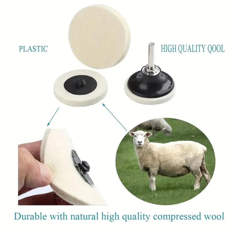 Wool Felt Polishing Pad, 2 Inch Polishing Pad with Shank, Quick Change Disc Roll Lock Surface Polishing Buffing Pads Wheels 2