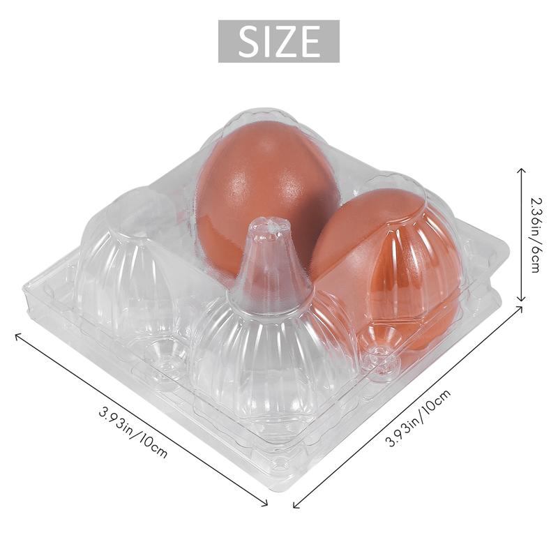 50Pcs Plastic Egg Cartons Bulk Clear Chicken Egg Tray Holder for Family Pasture Chicken Farm Business Market- 4 Grids 3