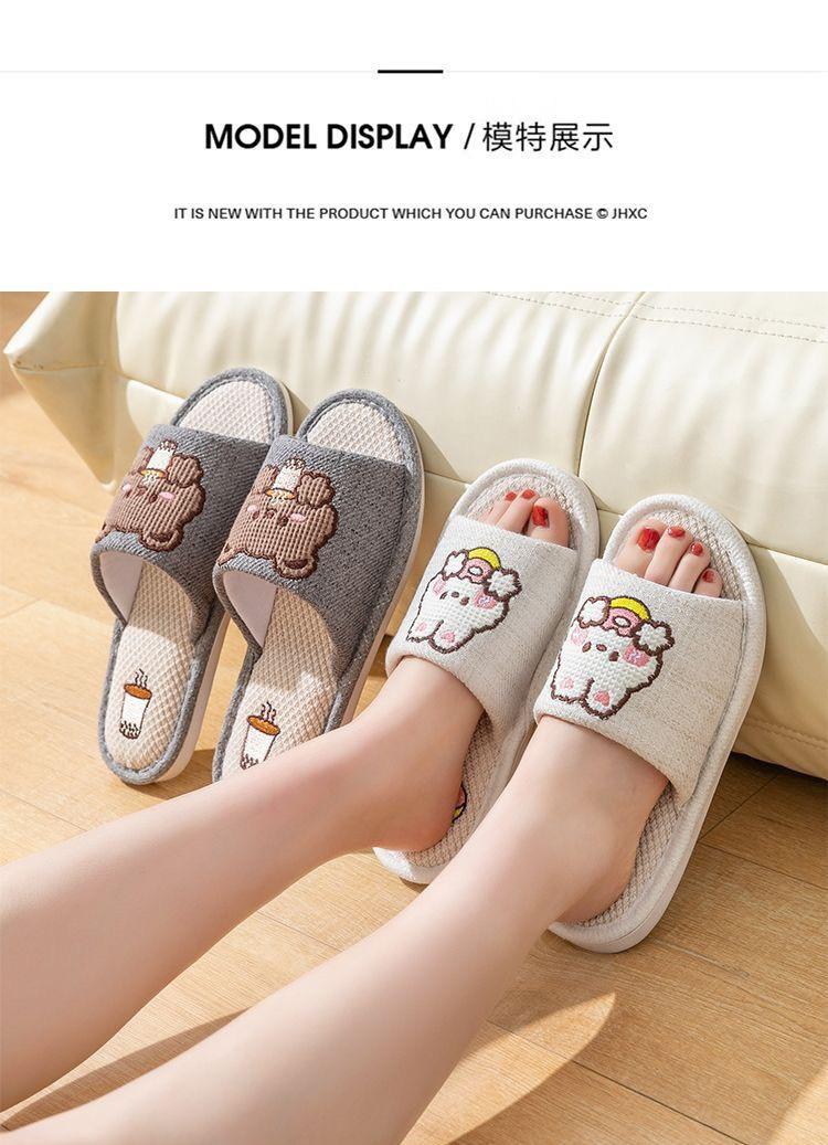 Product Introduction of Dép Vải Lanh,Dép Văn Phòng Đi Trong Nhà Hình Thỏ Donus & Gấu Trà Sữa Siêu Dễ Thương Cao Cấp New2025 - 4 Màu Sắc Cute - Slipper 26