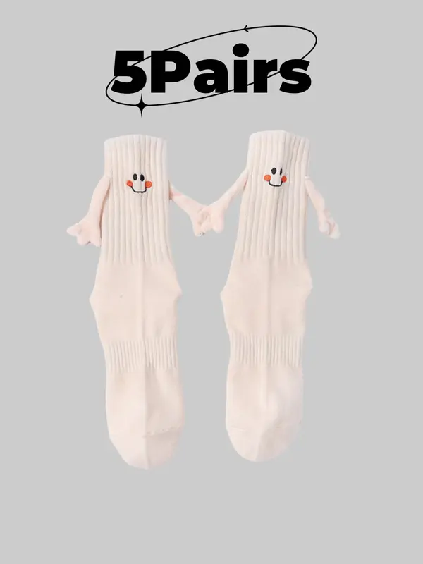 Cartoon Face Holding Hand Design Sports Socks, Casual Moisture Wicking Socks, Soft Comfy Breathable Socks for All Seasons 2