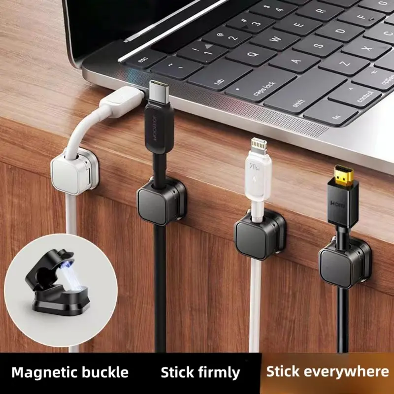 Cable Management Holder, 6 Counts Magnetic Cable Organizer, Cable Management Clip, Desk Organizer for Home Office, Desk Accessories 4
