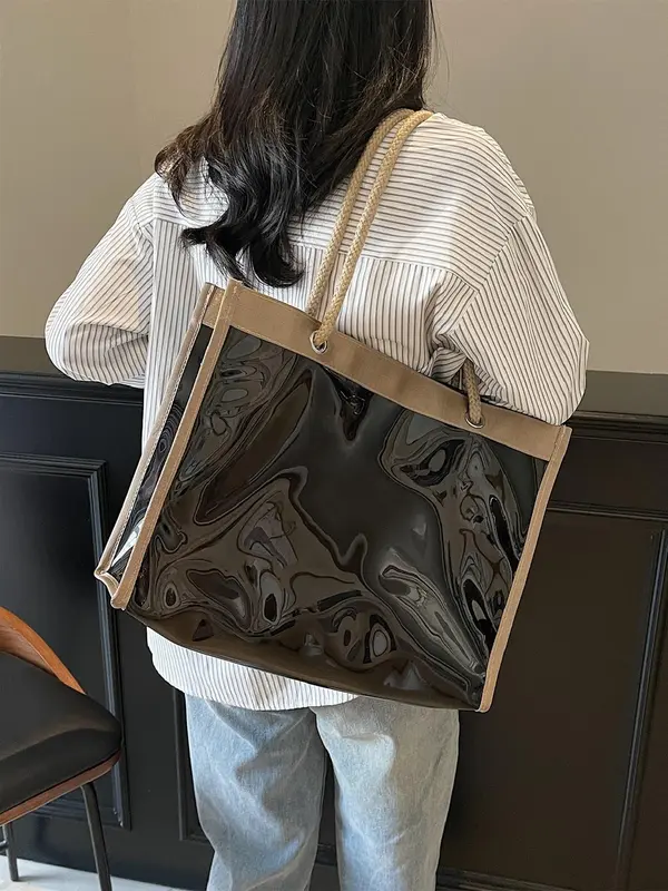 Fashionable Clear Tote Bag, Casual Versatile Shoulder Bag for Women, Trendy All-match Bag for Daily Use 6