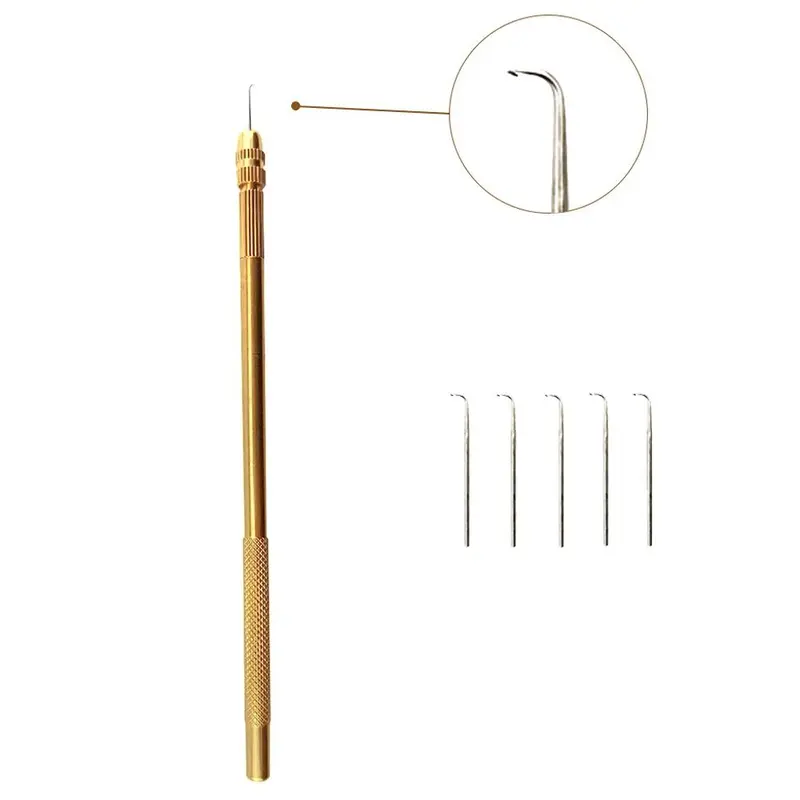 Dụng Cụ Móc Móc, 5 Cái / bộ, Kim Thông Gió, Tay Cầm Bằng Đồng, Kim Tóc Giả Ren Bền, Bộ Nối Tóc, Dụng Cụ Làm Tóc Giả Chắc Chắn, Thích Hợp Để Tự Làm 0