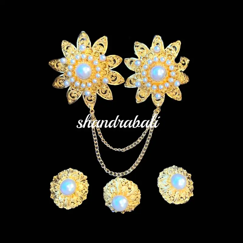 Set Bros Kancing Peniti Kenanga Polos Bulat Aksesoris Perhiasan Baju Adat Kebaya Wedding Alpaka Bali 5