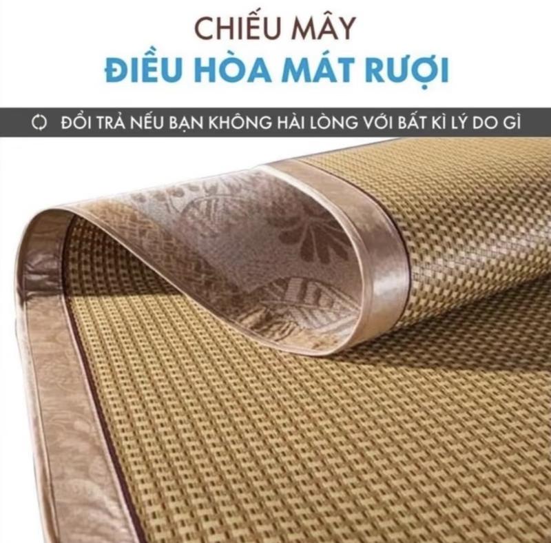 Chiếu Điều Hoà Sợi Mây Lót Lụa Cao Cấp, Có Bo Chun 2 Góc Đệm - Chiếu Loại 1 0