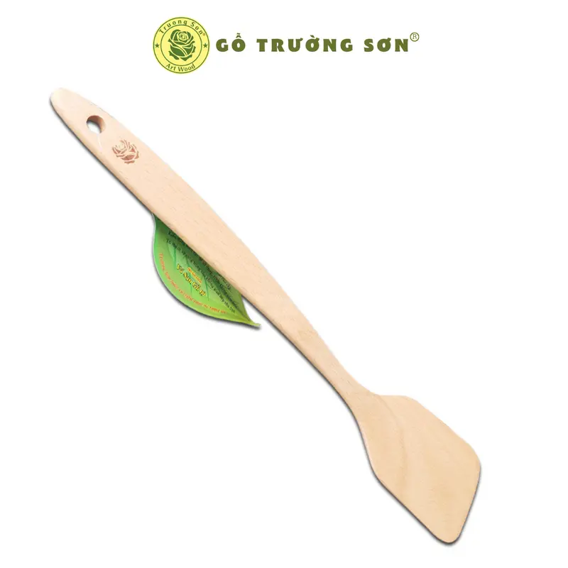 Xẻng Chiên Xào Thức Ăn Siêu Mỏng Cán Dài - Vá Sạn Gỗ 09 ( 40 x 7.5 cm ) - Đồ Gỗ Nhà Bếp Thương Hiệu Trường Sơn 0