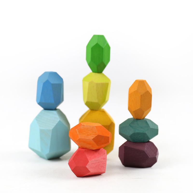 Product Introduction of Montessori  Wooden Sorting Stacking Rocks Stones Sensory Toddler Toys Learning Toys Building Blocks Game for Kids Birthday Gifts 15