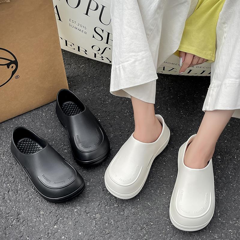 2025 Thick-Soled Closed-Toe Half Slippers for Women, Outdoor Wear, 2025 New Lightweight Non-Slip Waterproof Chef Shoes, Clogs 0