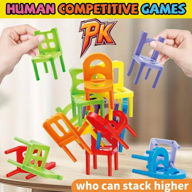 Colorful Chair Stacking Game, 24pcs/set Chair Stacking Toy, Parent-child Interactive Game, Fun Game for Family Entertainment, Perfect Gift for Holiday 3
