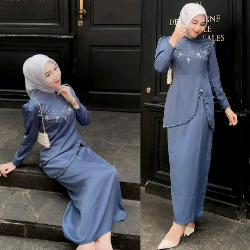 Felicia Set Baju Kurung Melayu Malaysia Terbaru Wanita Atasan Karet 2