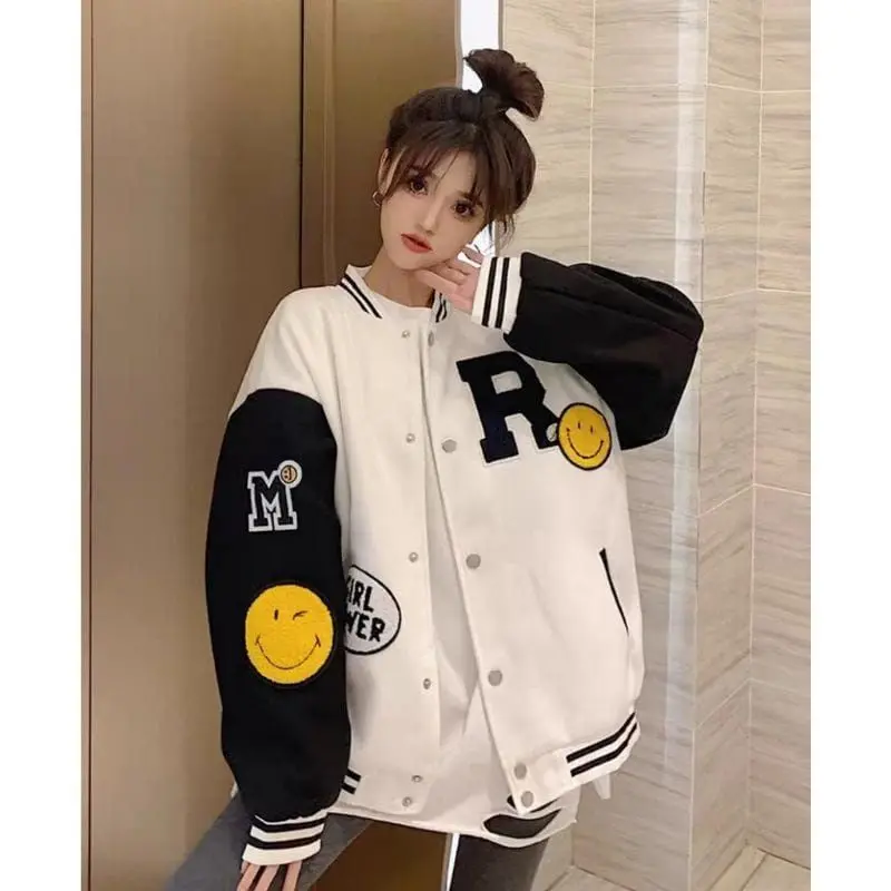 R SEMILE BASEBALL VARSITY - JAKET BASEBALL UNISEX Wanita Oversize Nyaman Tebal Bomber