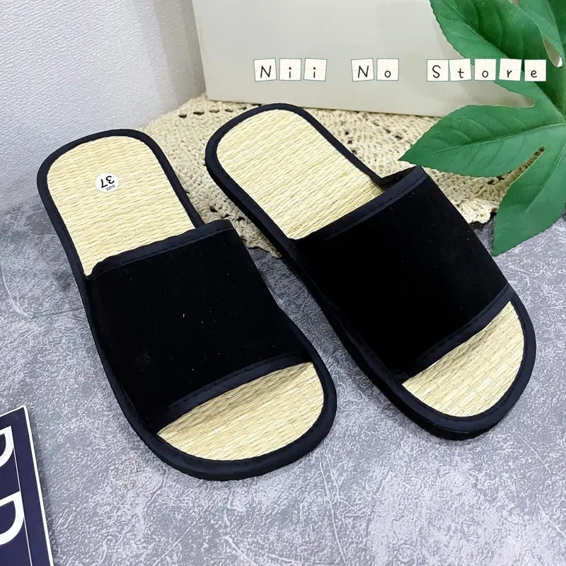 [ND022] Dép chiếu cói nam nữ quai nhung ngang đế nhẹ, dép đi biển, dép du lịch Đế Bằng Slipper DéP Nam Quai Ngang 4
