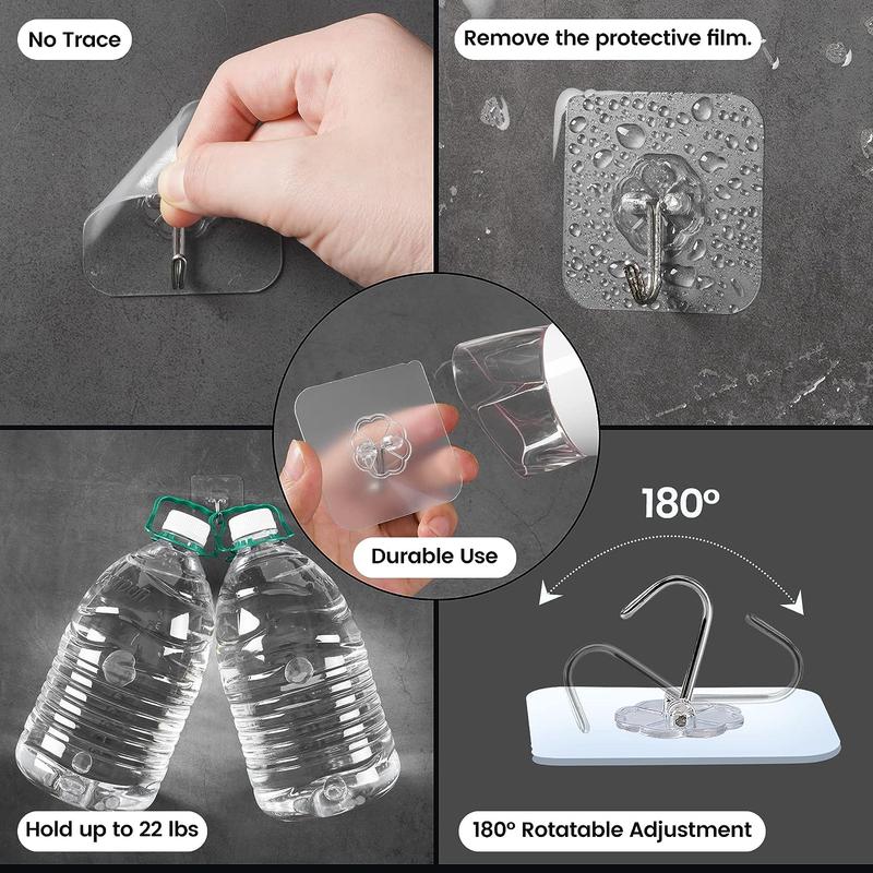 Product Introduction of Móc Tự Dính, Chịu Lực, Móc Treo Tường Trong Suốt, Đa Năng, Thích Hợp Cho Chìa Khóa Cửa, Khăn, Tường, Cho Phòng Tắm Và Gia Đình, 1 Cái 15