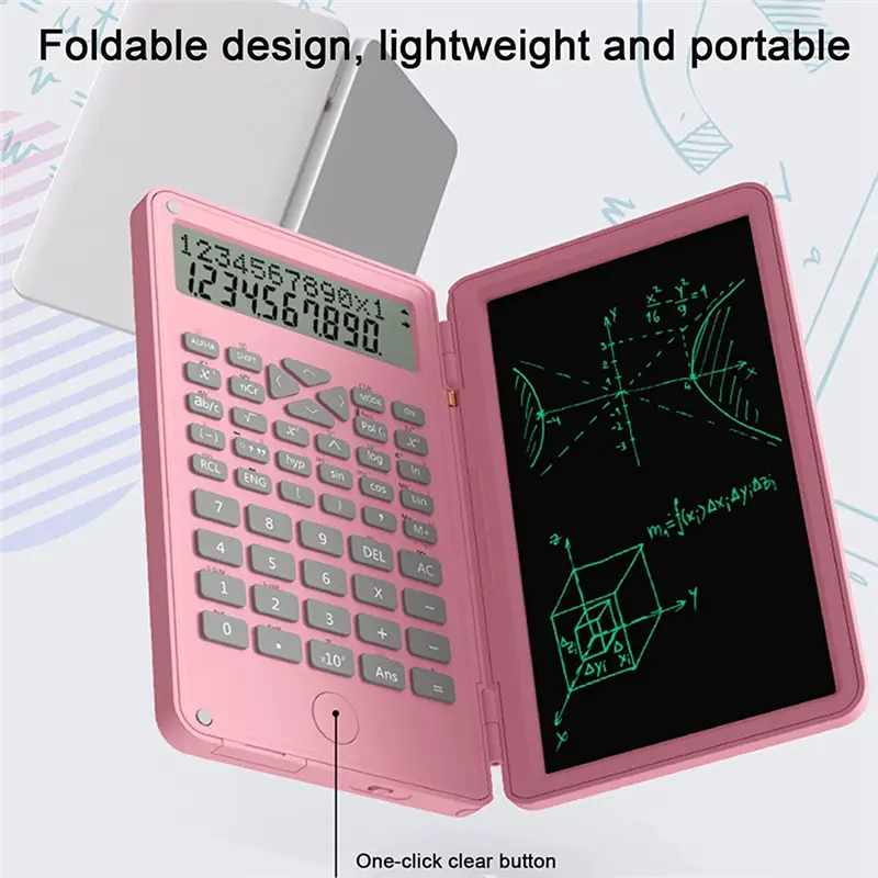 Scientific Calculators, 12-Digit LCD Display with Erasable Writing Tablet Foldable for Home School Meeting and Study B