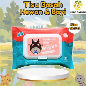 Tisu Basah Kucing Anjing 80 Lembar Tissue Basah Baby Wipes Non Alcohol