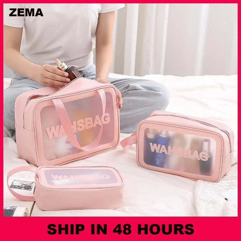Travel Make Up Organizer Storage Bath Toiletry Wash Bag Transparent Cosmetic Bag PVC Women Zipper Clear Makeup Bags Beauty Case