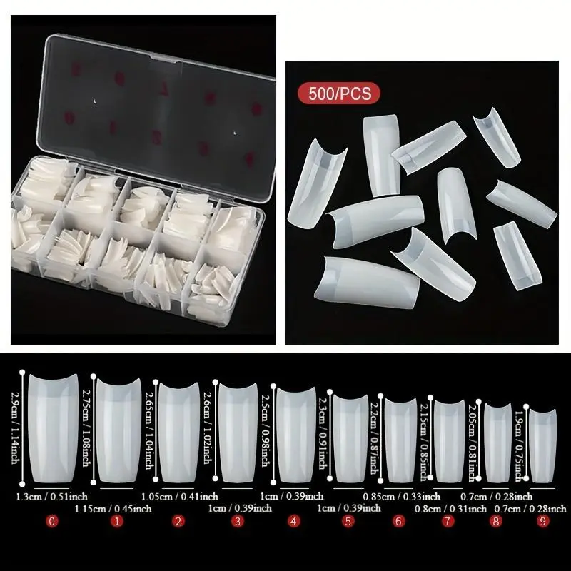 Transparent & Clear Fake Nail Tips, 500pcs/box French Style Acrylic Nail Tips, Nail Art Kits for Women & Girls, Manicure Accessories 7