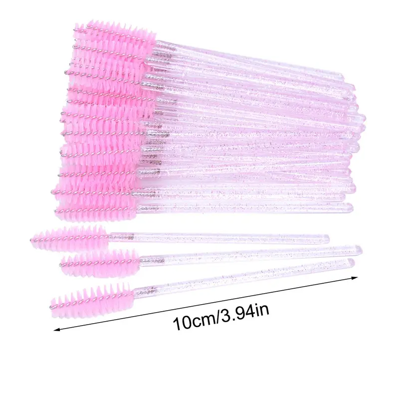 50pcs Disposable Eyelash & Eyebrow Brush, Glitter Design Eyelashes Brushes Comb, Makeup Brushes, Professional Makeup Tools For Women, Summer Makeup Gift, Valentine's Day Gift, Makeup Brushes 2