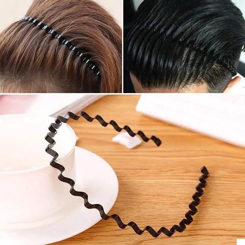 Bando Korea Bentuk Gelombang Zigzag Hitam / Bandana Aksesoris Headband Sirkam Rambut Bahan Besi 1