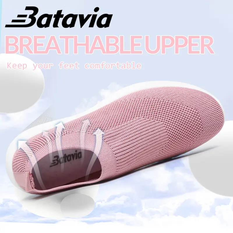 Batavia Sepatu olahraga premium perempuan terbaru rajut adem antislip antiaus sepatu lari anak perempuan  Sport Pink Hitam Abu Grey kanvas  sekolah Onlinemall N6 3