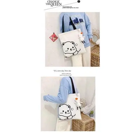 Túi vải canvas Túi tote xách tay nam nữ đeo vai đựng đồ hình dáng đáng yêu 1