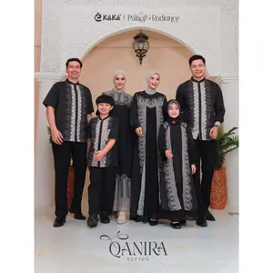 Qanira Series Black Sarimbit Keluarga Lebaran 2026 Gamis Koko Couple Set Satuan by Keke Busana
