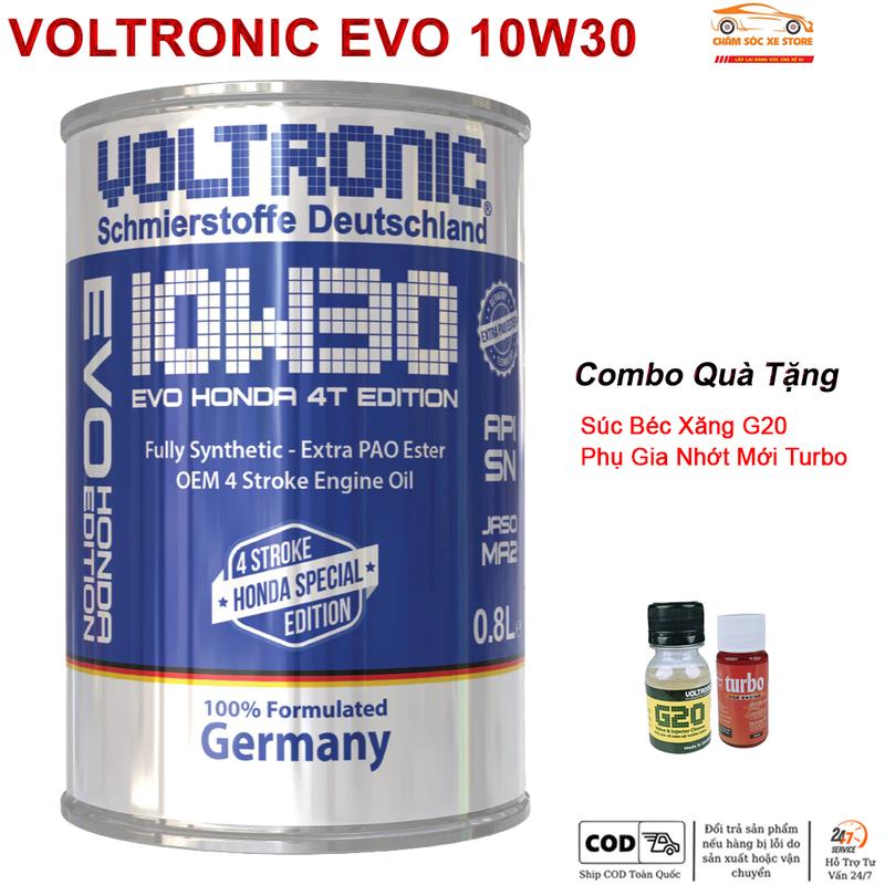 Dầu Nhớt Dành Cho Xe Máy Voltronic Evo Honda 4T Edition 10w30 - Tặng kèm 1 Súc Béc Xăng Và 1 Phụ Gia Nhớt Mới Xado Very Turbo
