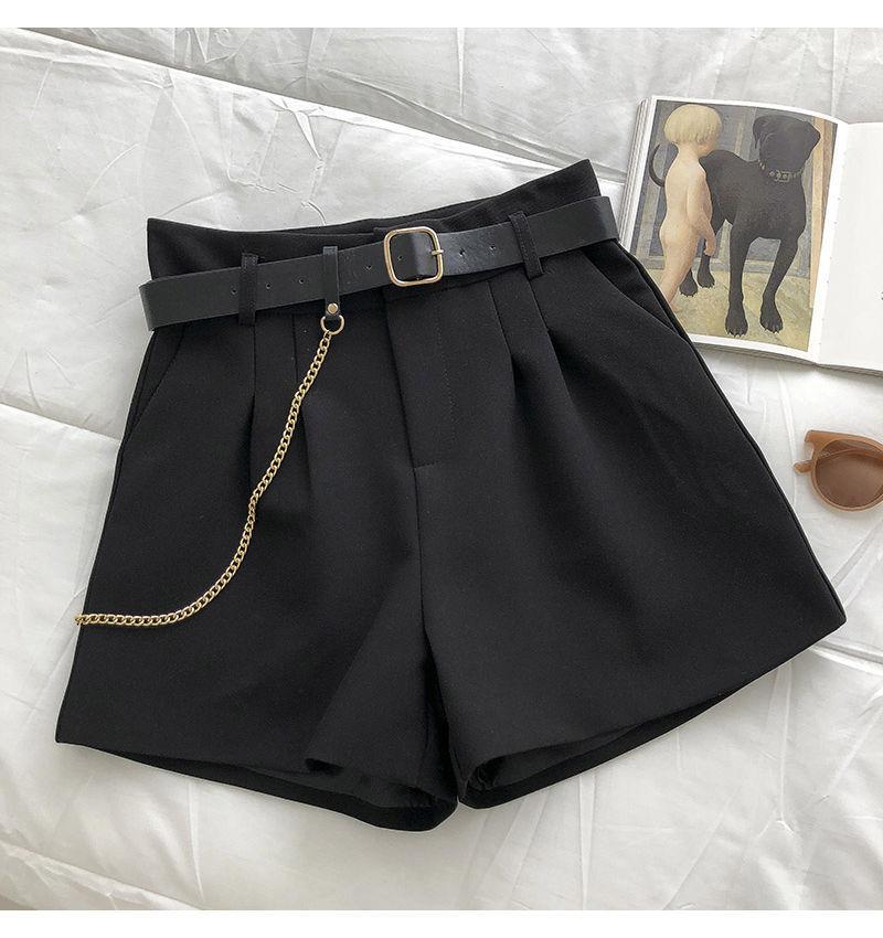 Product Introduction of Autumn and Winter Thickening Suit Shorts Women's New Korean Style High Waist A- line Wide Leg Pants All-Matching Base Boot Pants Casual Pants 7