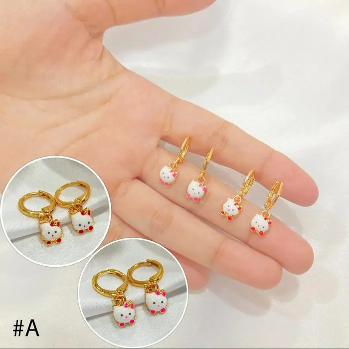 Shareen Anting Anak Cat Aksesoris Perhiasan Fashion Lucu Anak Perempuan - Merah, A free cod