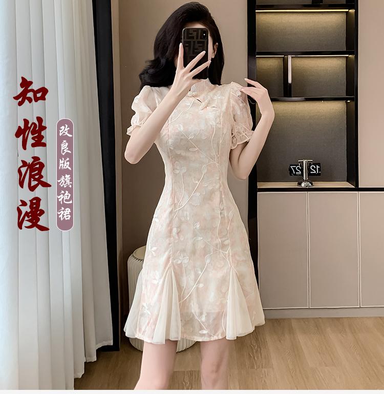 Product Introduction of Improved Cheongsam Floral Dress for Women Summer 2025 New Elegant Fairy Dress for Daily Wear 1
