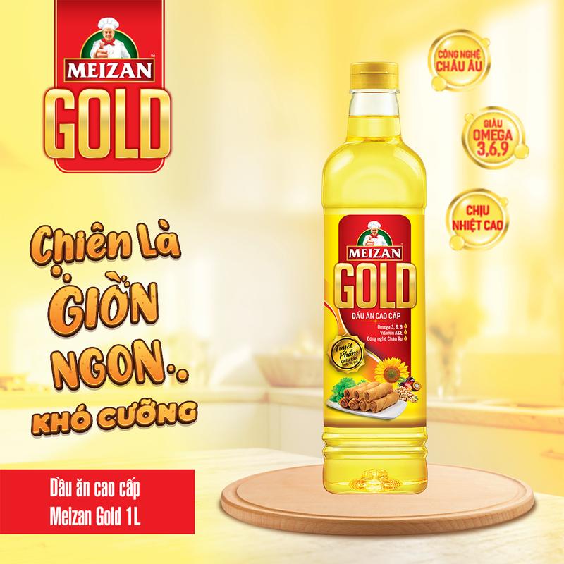 Dầu ăn cao cấp Meizan Gold 1L Kết Hợp Từ 03 Loại Dầu Tự Nhiên Cao Cấp, Chịu Nhiệt Cao, Giảm Nguy Cơ Cháy Khét