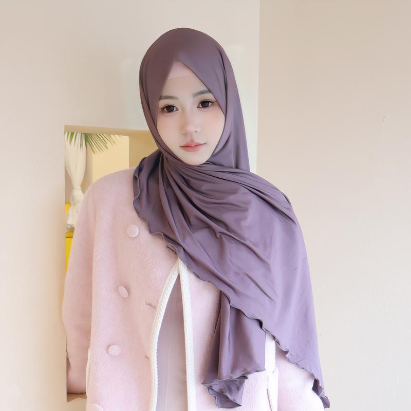 Product Introduction of Solid Color Milk Silk with Wooden Ear Scarf Monochrome Cotton Scarf Headcloth Shawl Scarf Elastic Knitted Scarf for Women selendang  bahu sulam  shawl sahara  shawl selendang 13