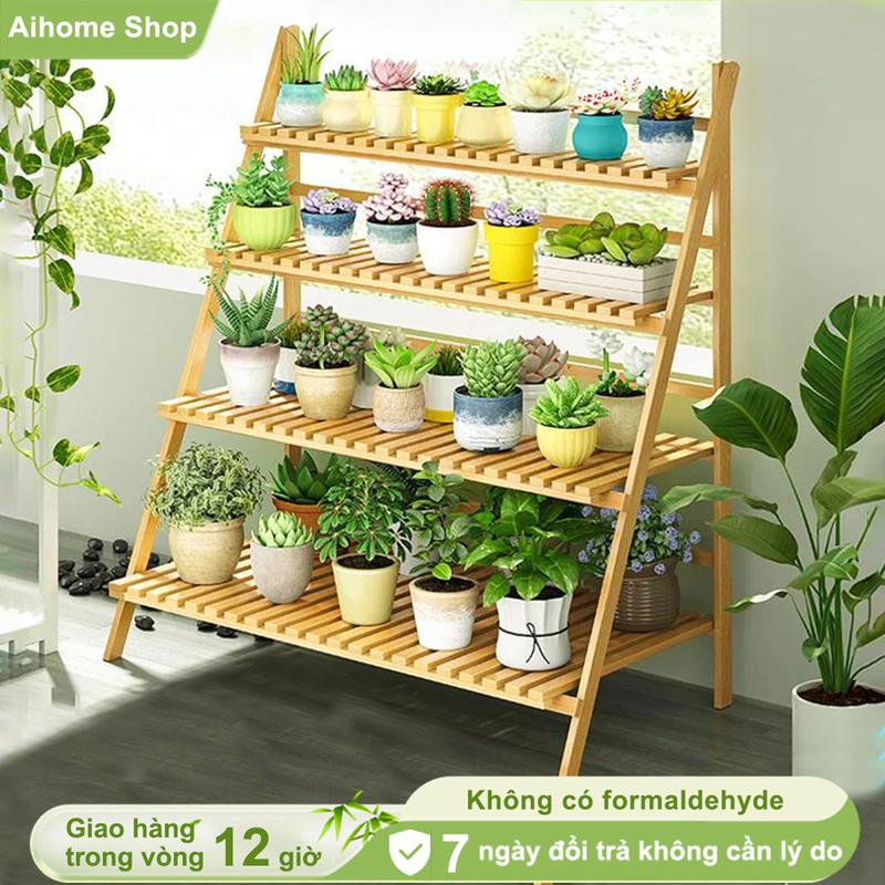 AI kệ để chậu hoa cây cảnh Kệ hoa bằng tre thanh lịch Kệ để chậu hoa bằng tre chất lượng cao