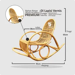 Kursi Goyang Kuda-Kudaan Rotan Anak Kecil, Bangku Santai