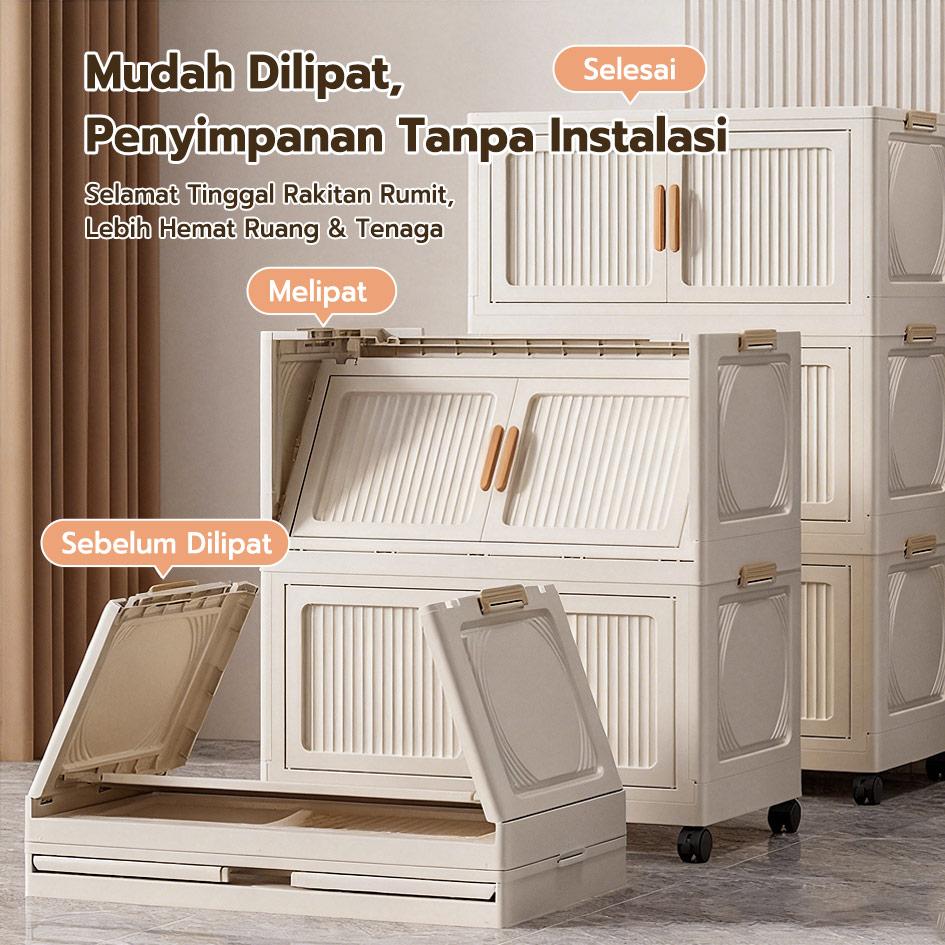 【Promo Buka Toko】Starke 50-60cm Lemari Plastik Susun Besar  Lipat Penyimpanan Serbaguna Furniture 3/4/5/6 Susun Aesthetic Desain Ramping Tahan Lama