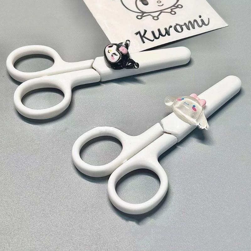 Sanrio Kuromi Cinnamoroll Melody DIY Hand Made Scissors Kawaii Children Safety Silicone Shell Kid Stationery School Supplies Gift 1