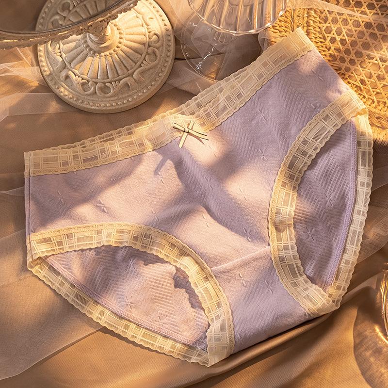 Women'S Cotton Underwear. Large Size. Mid-Rise. Japanese Style. Popular. Lace Trim. Antibacterial Crotch. Triangle. 9