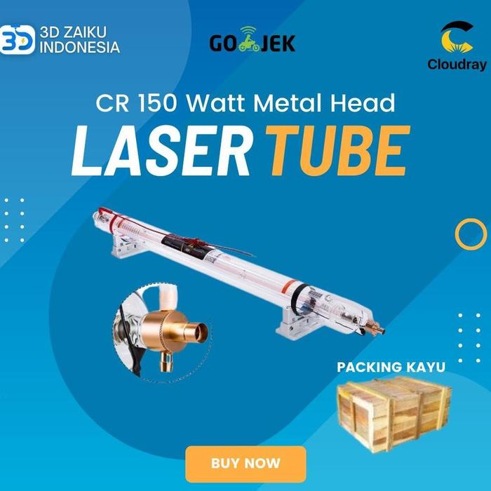 Gambar CloudRay CO2 Laser Tube Tabung Laser CR 150 Watt 150W Metal Head dari 3D Zaiku Indonesia Kota Administrasi Jakarta Barat Tokopedia