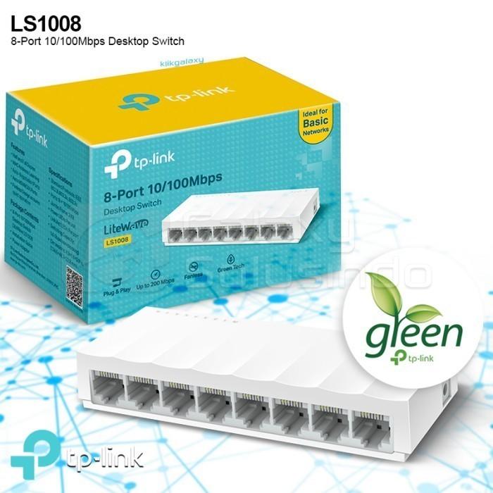 Gambar TP-LINK LS1008 8-Port 10/100Mbps Desktop Switch Hub dari Galaxy Solusindo Kota Malang Tokopedia