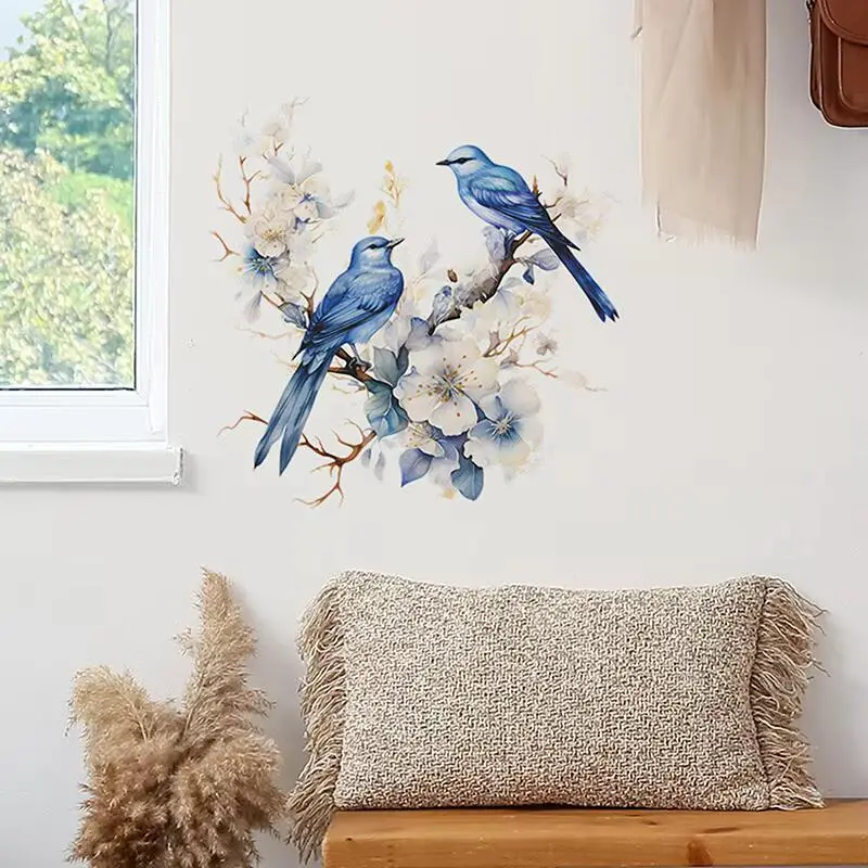 Painted Branches wer Birds Bedroom Living Room Porch Home Background Decoration Beautify Wall Sticker Self-adhesive Gift Light Mirrors Ornaments Decorative