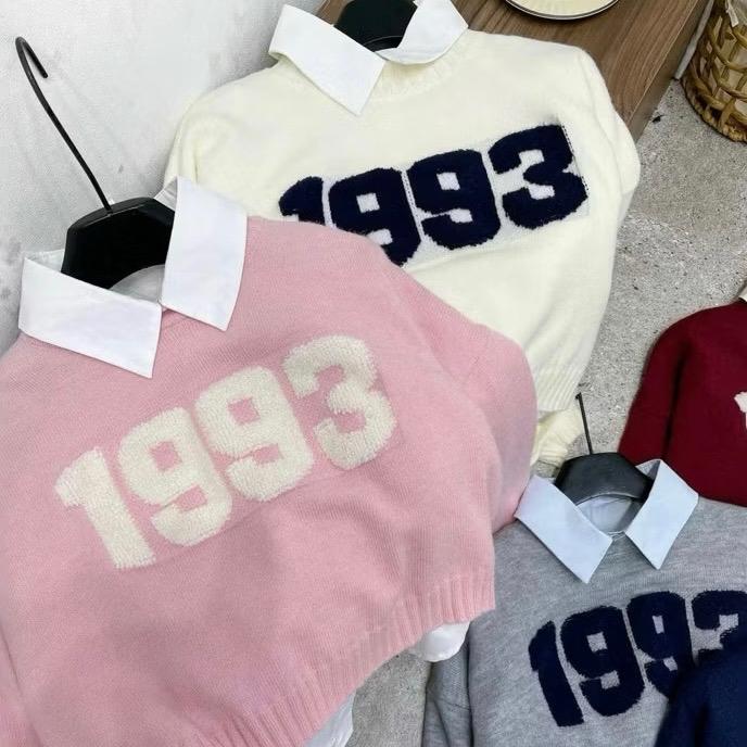 Sét 2 món áo len tay dài số 1993 phối sơ mi mẫu mới nhất mùa đông chuẩn hàng QCCC dành cho nữ Women Top Cổ Tròn Dài Tay - Njnkyumy Shop 4