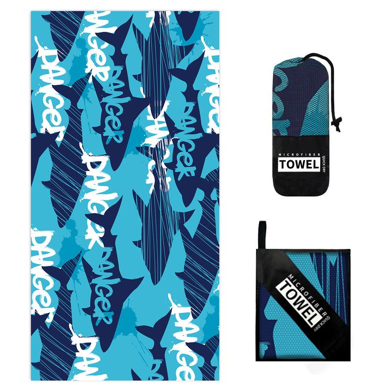 Product Introduction of Shark beach towel for bathing, fitness, running, sports, convenient quick-drying towel for men and women 0