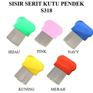 Sisir Serit Kutu Gagang Pendek Rapat Pembasmi Ketombe Stainless