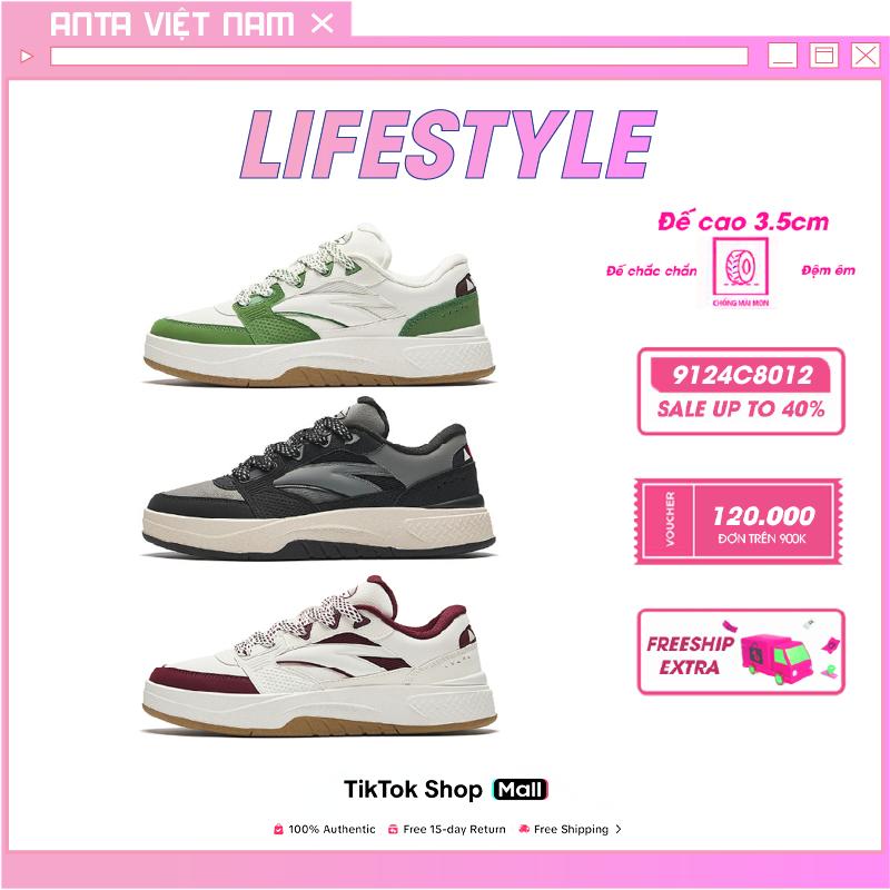 Giày Thời Trang Đế Bằng Nam ANTA AOYOU 5 9124C8012|Giày Sneaker Trượt Ván Skateboard Cổ Thấp Bọc Đế Cao Su Chắc Chắn Chống Trơn Trượt, Mài Mòn, Thoải Mái Thoáng Khí Bảo Hành Chính Hãng ANTA Shoes