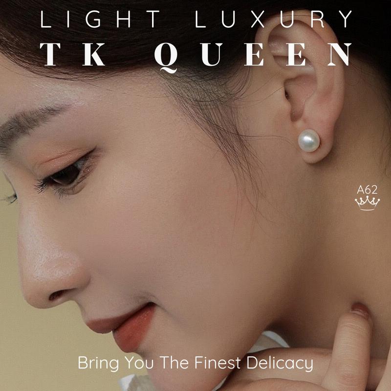 【A62 Bông tai nụ ngọc trai nước ngọt thật 9-10mm Trang sức phụ kiện nữ thiết kế phong cách Light luxury - TK QUEEN Accessories