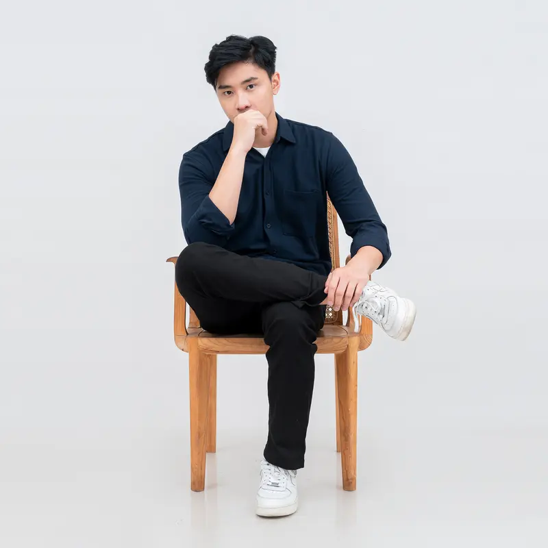 Kemeja Katun Polos Pria DYD Pique Navy Biru Dongker Reguler Fit Casual Kerja Kantor Formal 1